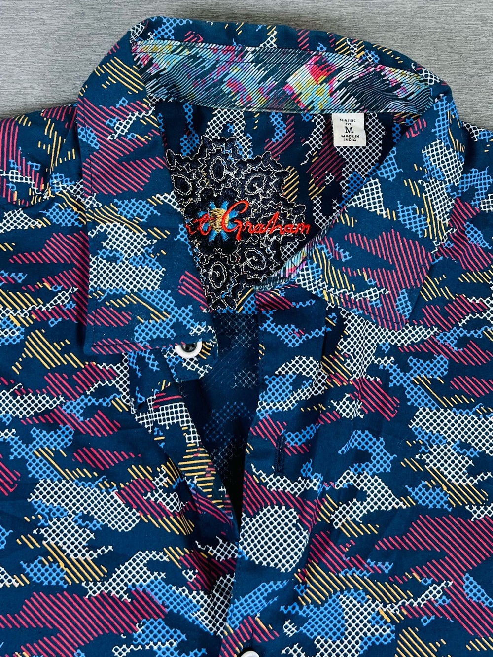 Robert Graham Abstract Print Button-Up Shirt - Blue Camouflage